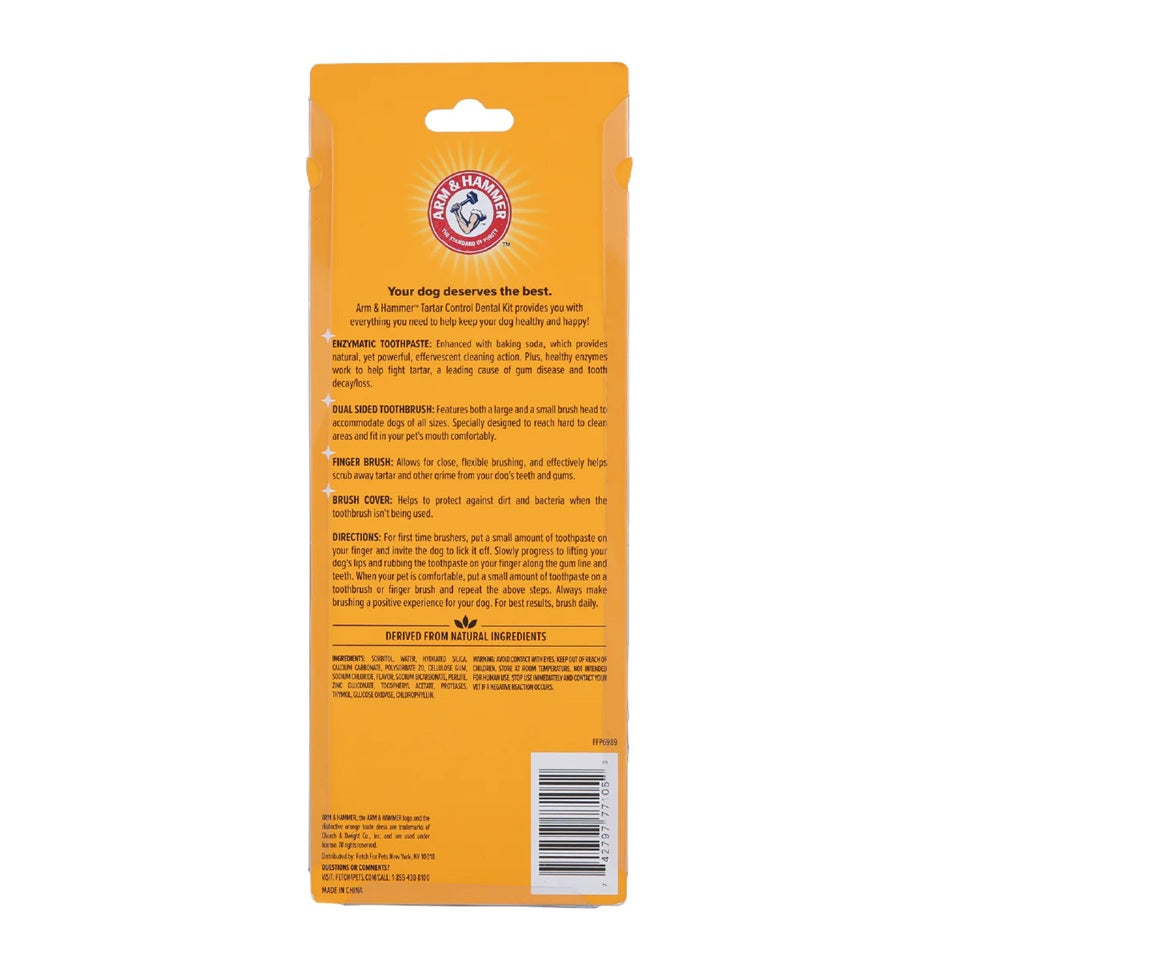 Arm & Hammer Kit Pasta Dental para Perro, Elimina Sarro y Mal Aliento, Sabor Plátano con Menta 3pzas