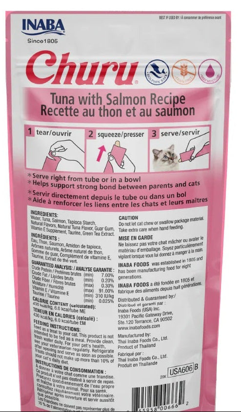 Churu Atún con Salmón — Caja 6 bolsas x 4 tubos