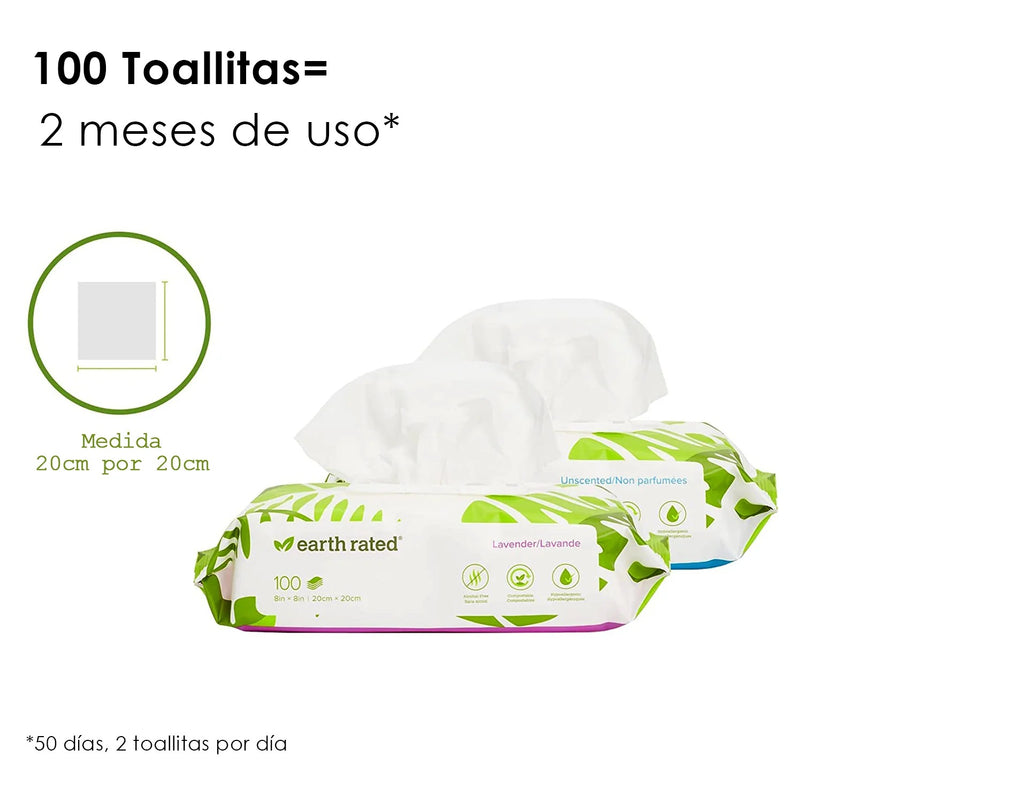 Toallitas Húmedas para Perros, Hipoalergénicas y Libres de Parabenos, Aroma Lavanda con 100 pzs
