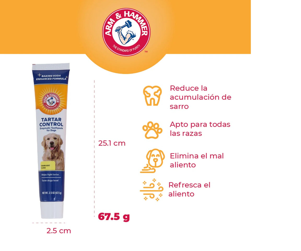 Arm & Hammer Kit Pasta Dental para Perro, Elimina Sarro y Mal Aliento, Sabor Plátano con Menta 3pzas