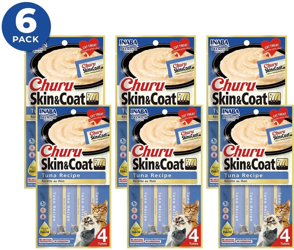 Churu Piel y Pelaje Atún — Caja 6 bolsas x 4 tubos