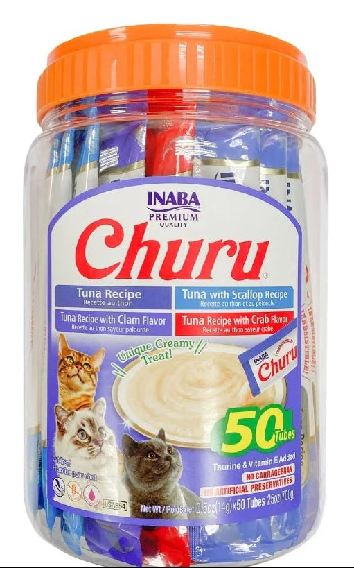 Inaba Churu Bote de 50 piezas Mix de Vieira, Almeja y Cangrejo